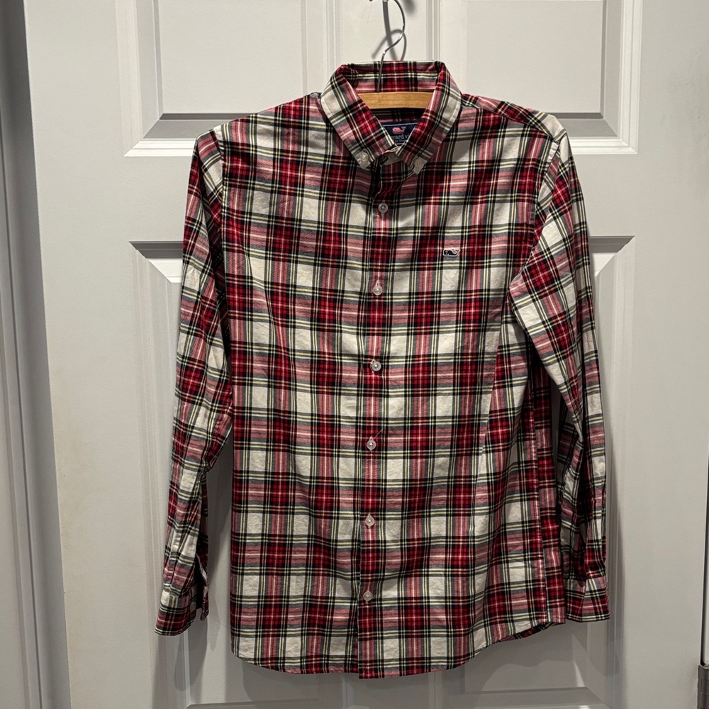 Vineyard Vines Red and White Plaid Shirt